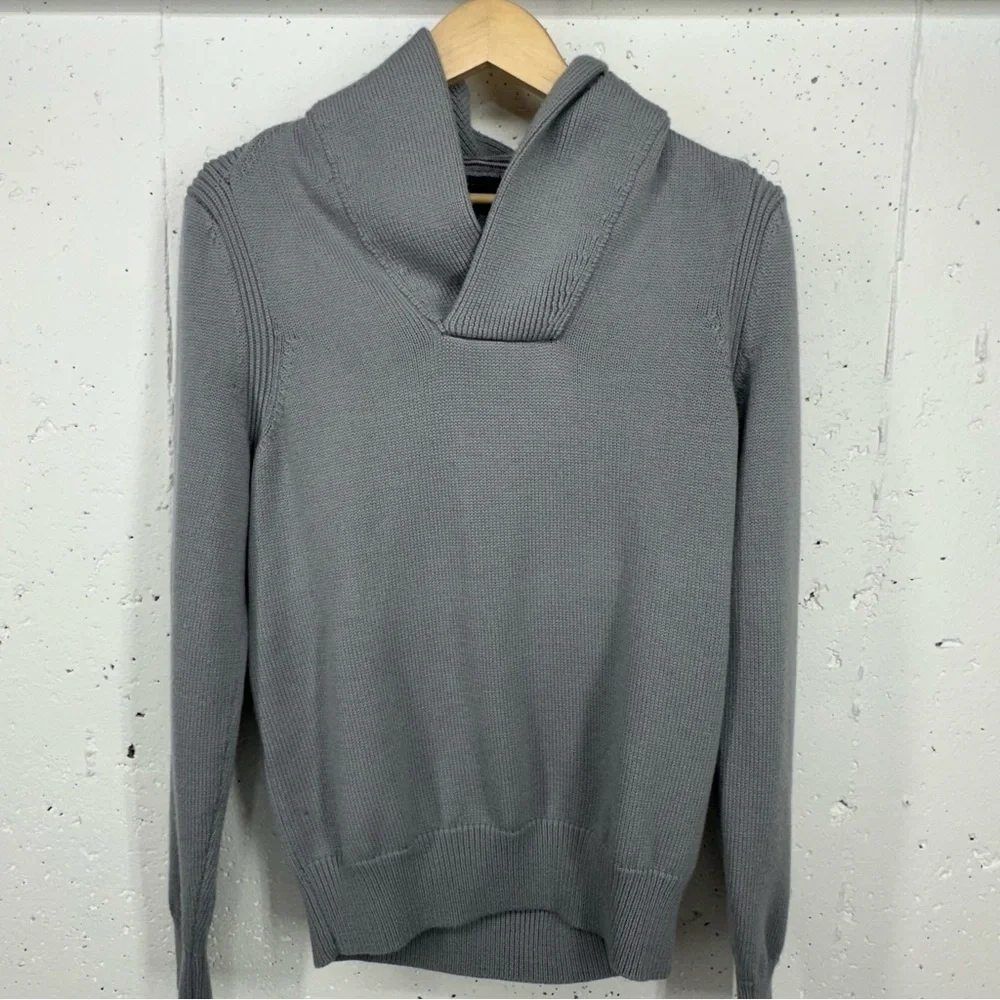 Banana Republic Men’s Size Large Gray Merino Wool Blend Shawl Collar Sweater